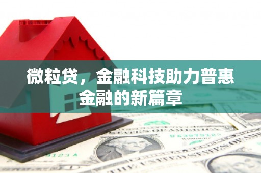 横县微粒贷，金融科技助力普惠金融的新篇章