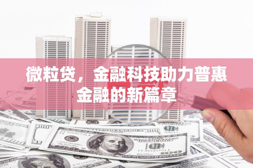 横县微粒贷，金融科技助力普惠金融的新篇章