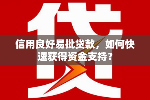 横县信用良好易批贷款，如何快速获得资金支持？