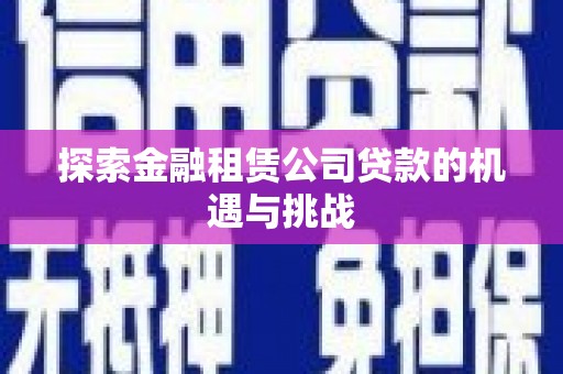 横县探索金融租赁公司贷款的机遇与挑战