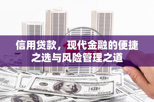 横县信用贷款，现代金融的便捷之选与风险管理之道