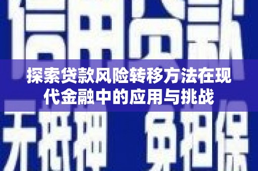 横县探索贷款风险转移方法在现代金融中的应用与挑战