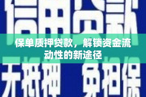 横县保单质押贷款，解锁资金流动性的新途径