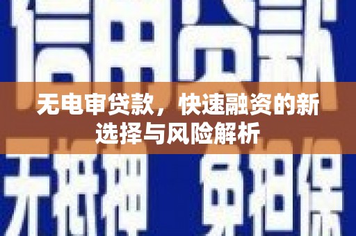 横县无电审贷款，快速融资的新选择与风险解析