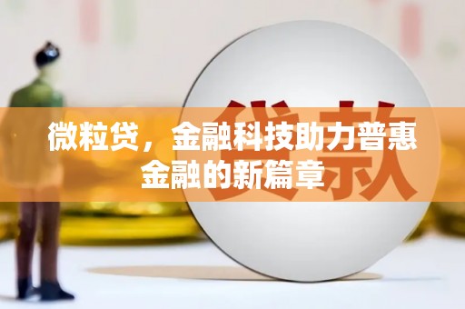 横县微粒贷，金融科技助力普惠金融的新篇章