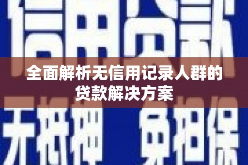 横县全面解析无信用记录人群的贷款解决方案